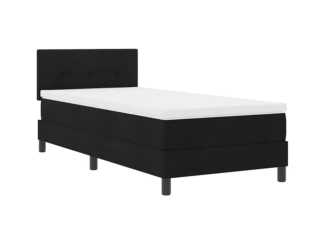 Letto a molle con materasso in tessuto nero 90 x 190 cm