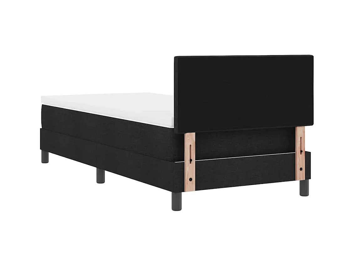 Letto a molle con materasso in tessuto nero 90 x 190 cm