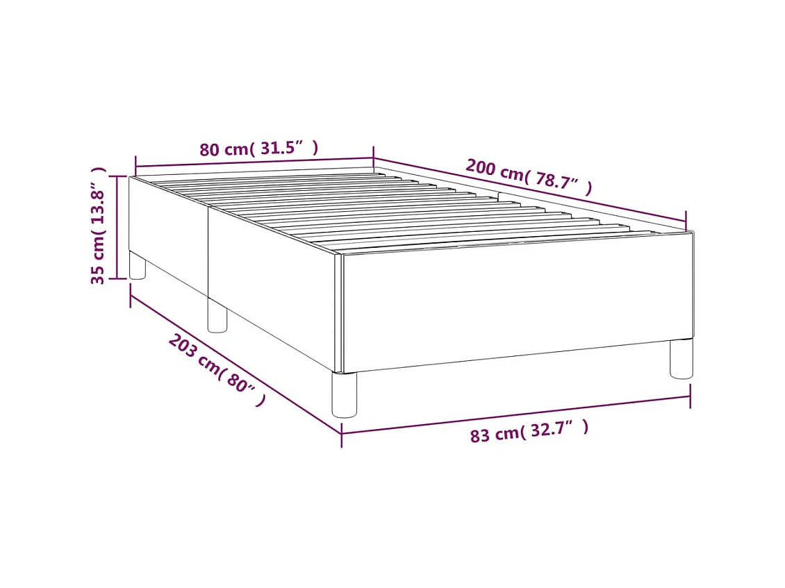 Bettgestell ohne Matratze dunkelgrau 80x200 cm Stoff
