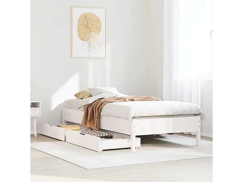 Struttura letto senza materasso bianco 90x200 cm in legno massello di pino