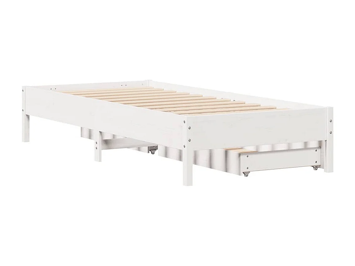Struttura letto senza materasso bianco 90x200 cm in legno massello di pino