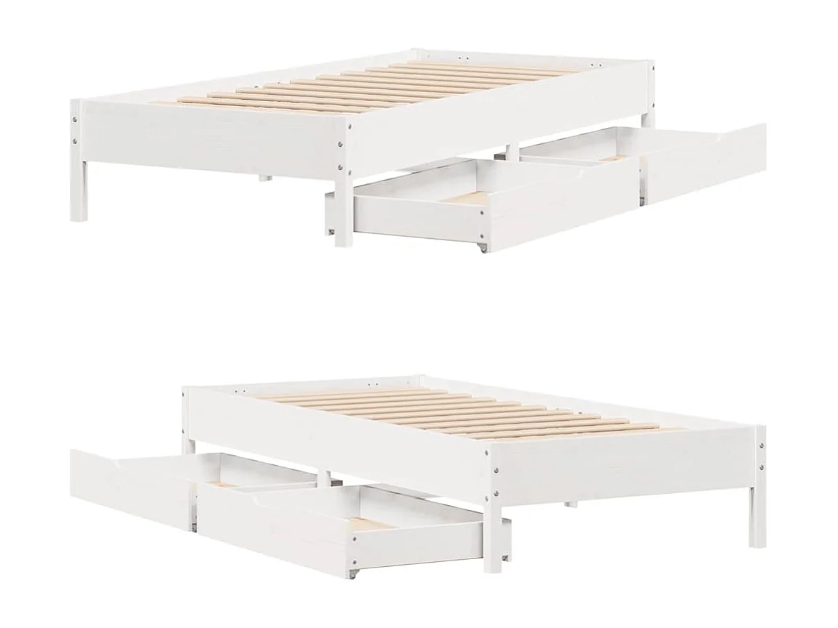 Struttura letto senza materasso bianco 90x200 cm in legno massello di pino