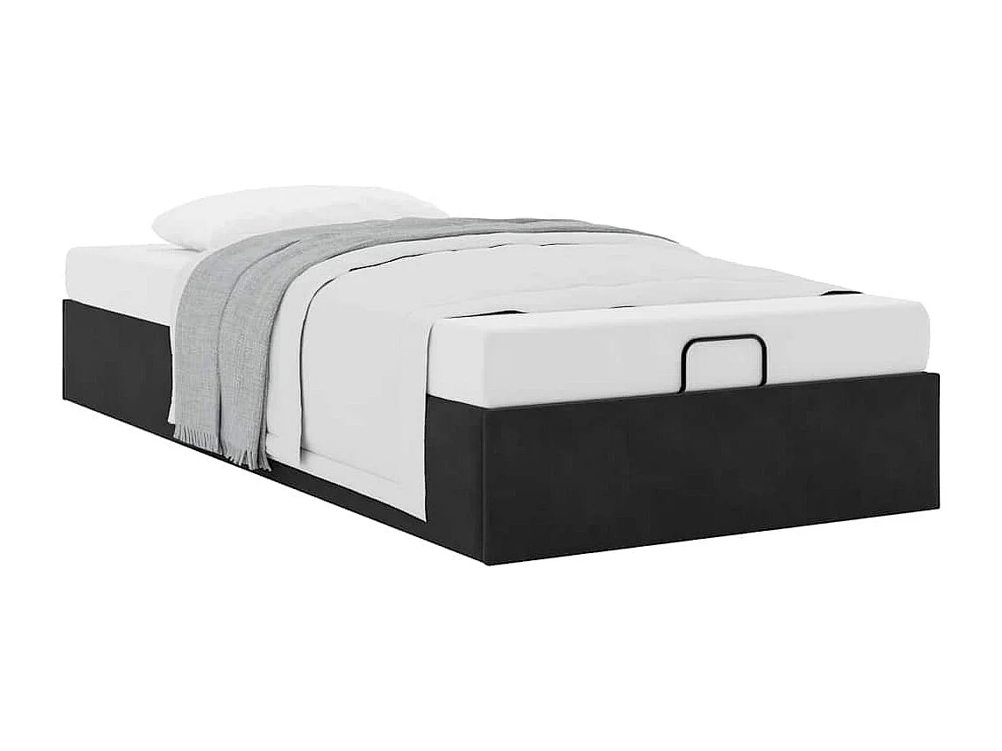 Cadre de lit ottoman sans matelas noir 90x200 cm velours