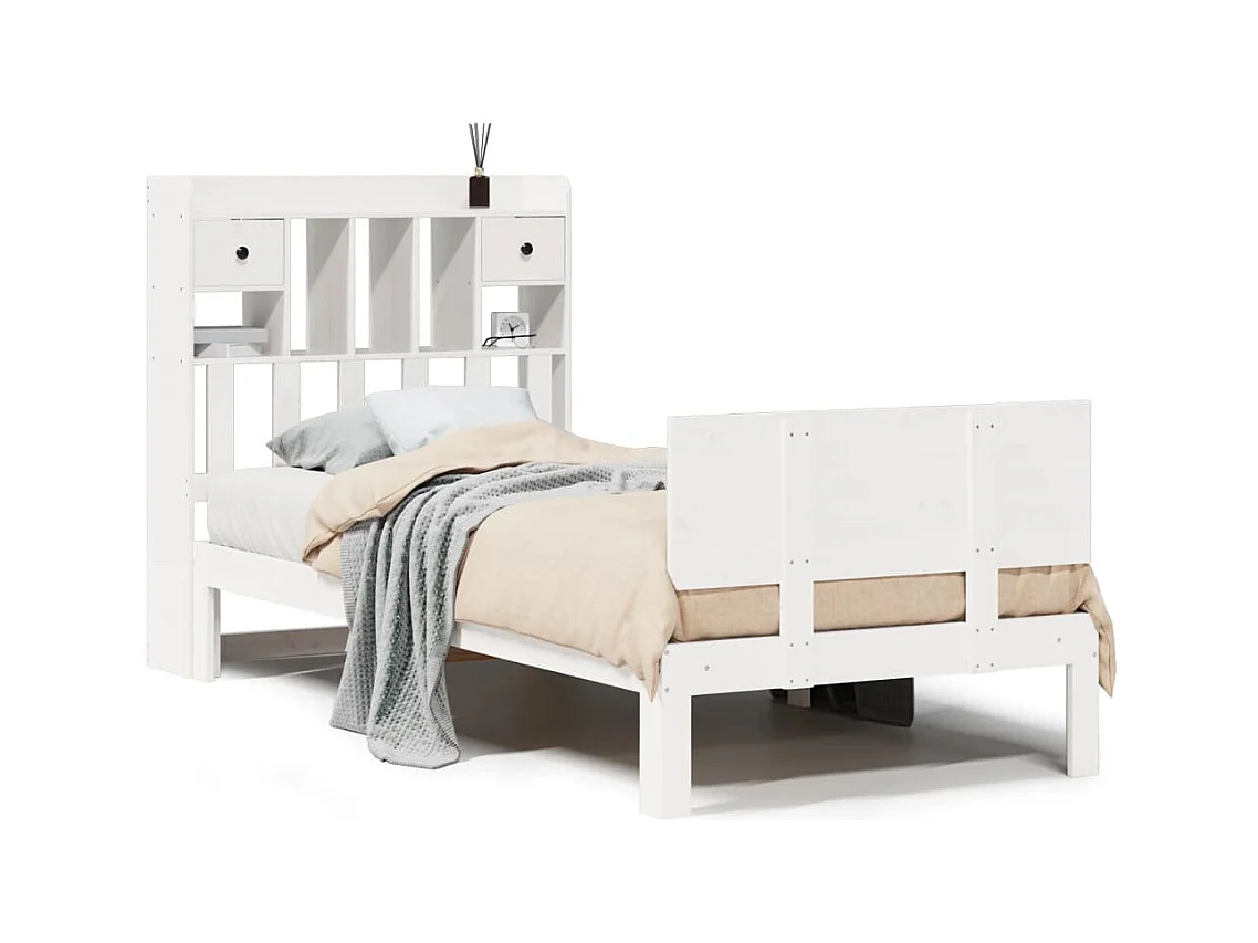 Wit boekenkastbed zonder matras 90x200cm massief grenenhout