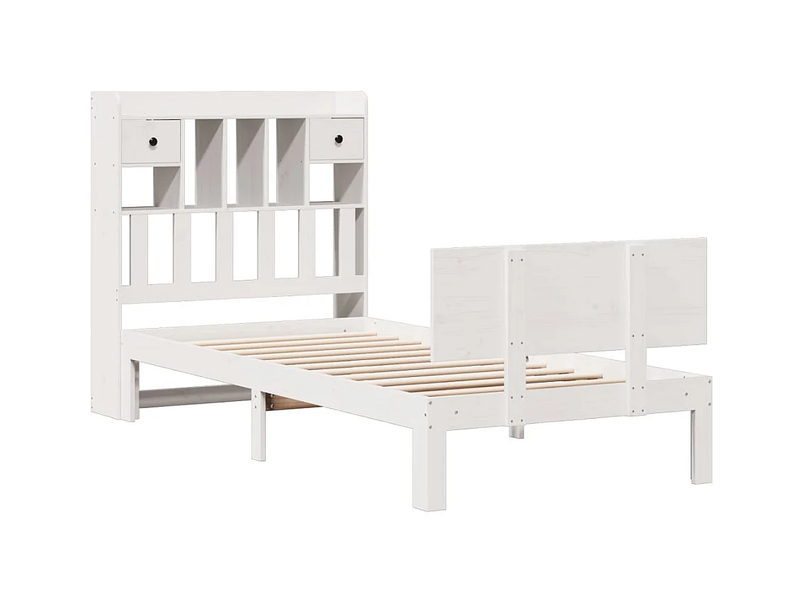 Wit boekenkastbed zonder matras 90x200cm massief grenenhout