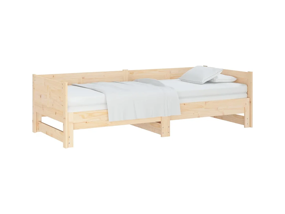 Letto scorrevole senza materasso in legno massello di pino 2x(80x200) cm