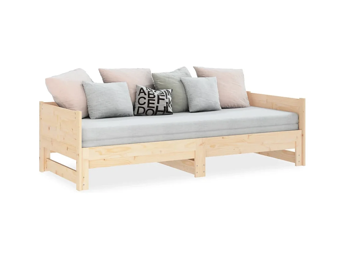 Letto scorrevole senza materasso in legno massello di pino 2x(80x200) cm