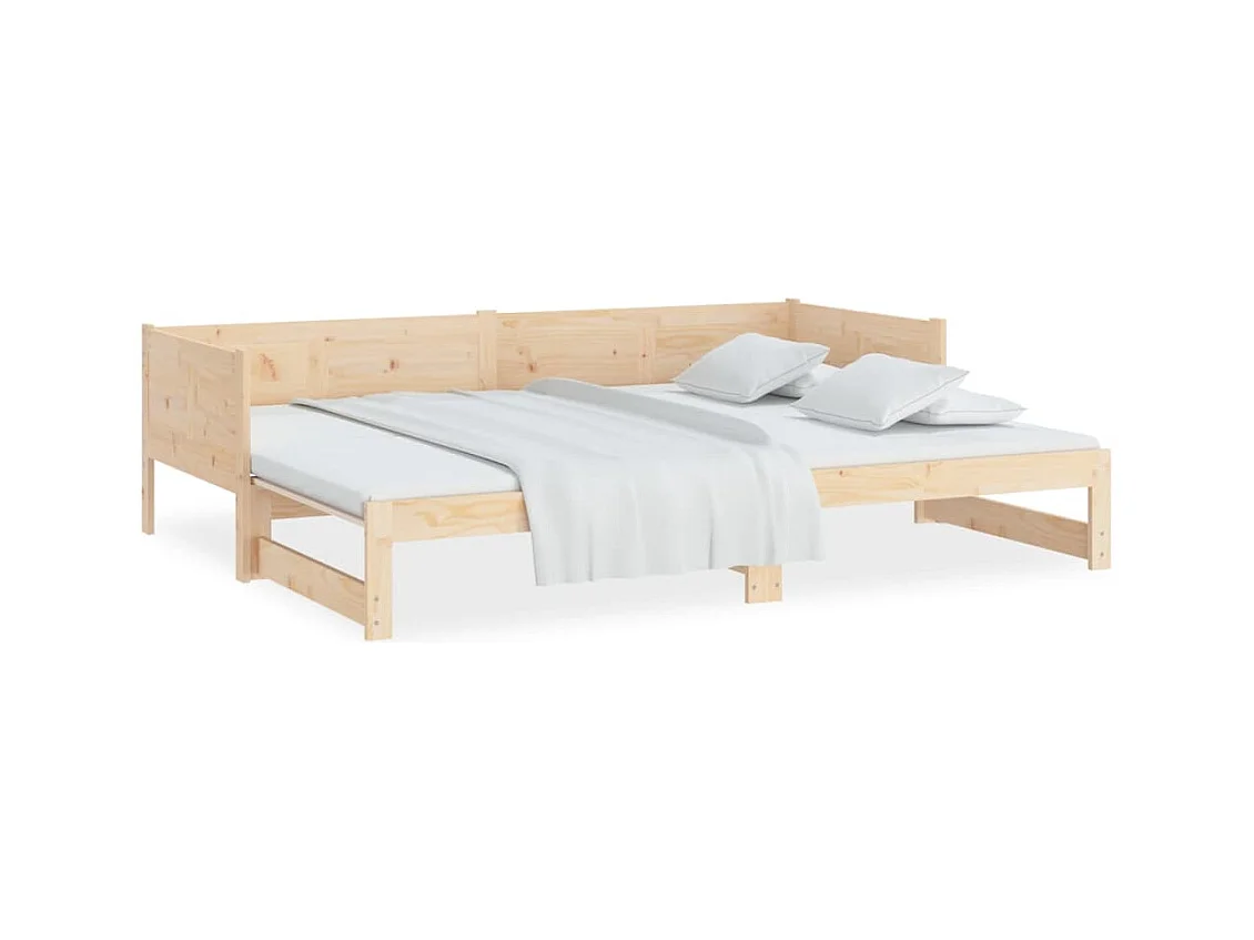 Letto scorrevole senza materasso in legno massello di pino 2x(80x200) cm