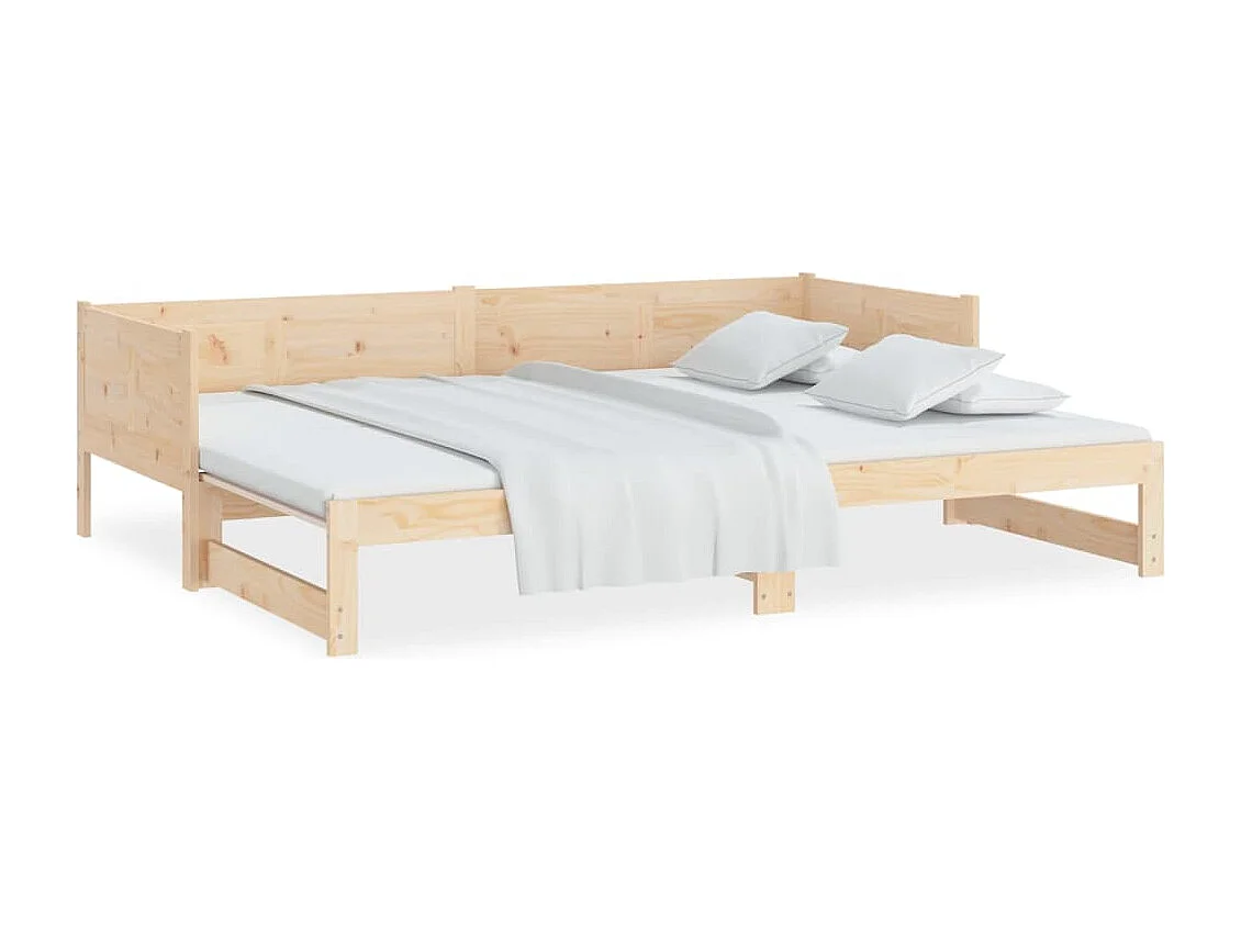Lit coulissant sans matelas bois de pin solide 2x(80x200) cm