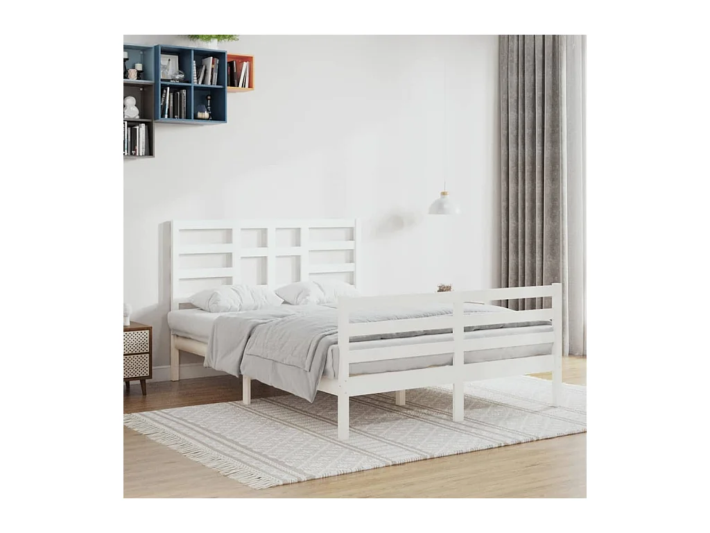 Bedframe zonder matras wit massief hout 140x200 cm