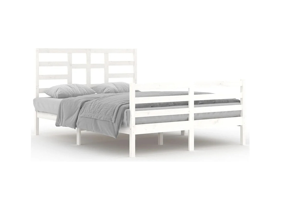 Bedframe zonder matras wit massief hout 140x200 cm