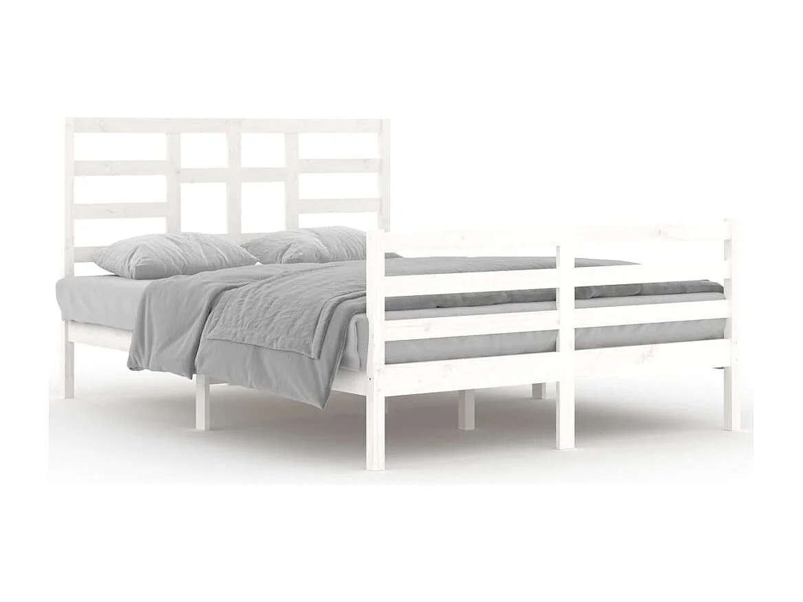 Estructura de cama sin colchón de madera maciza blanca 140x200 cm