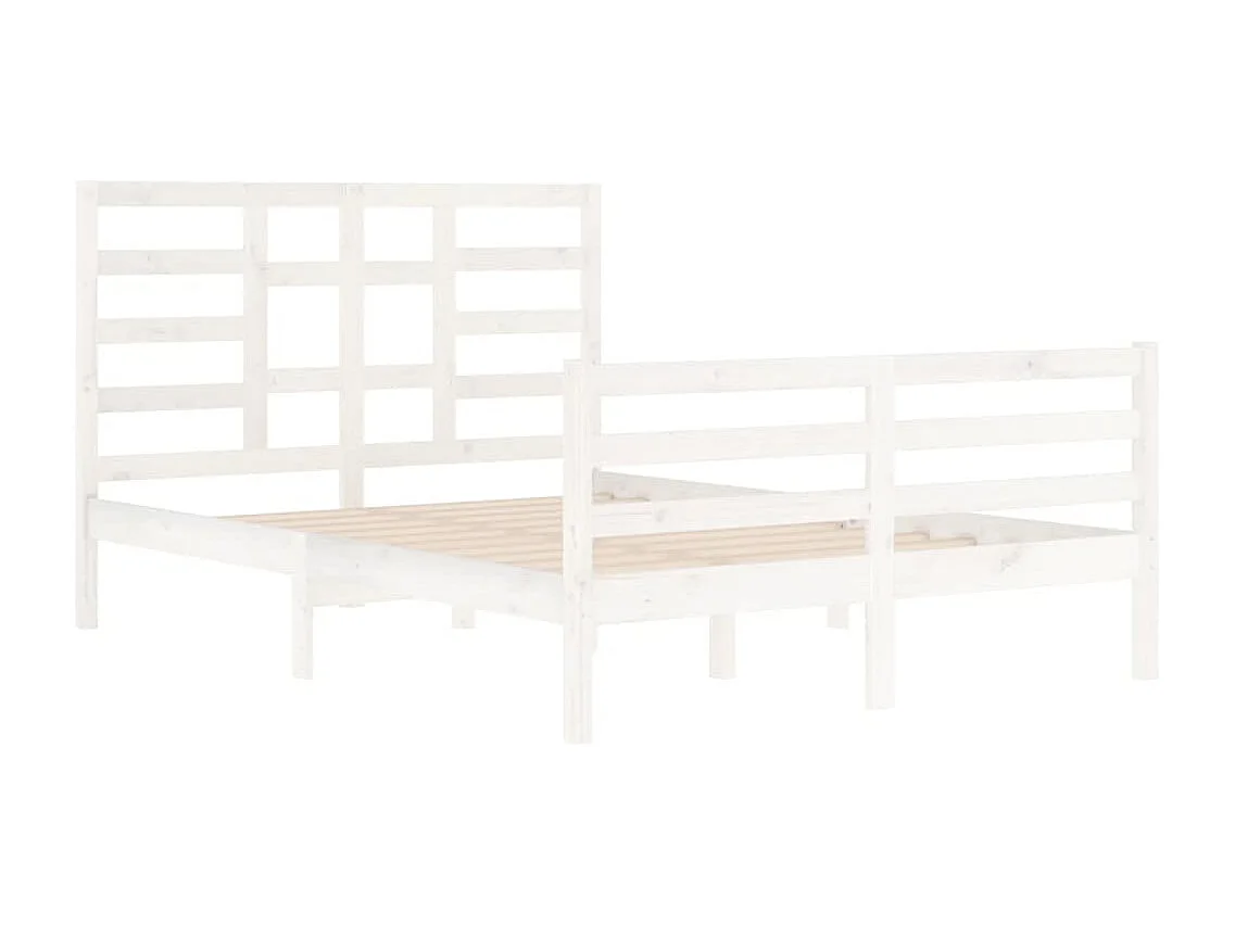 Estructura de cama sin colchón de madera maciza blanca 140x200 cm
