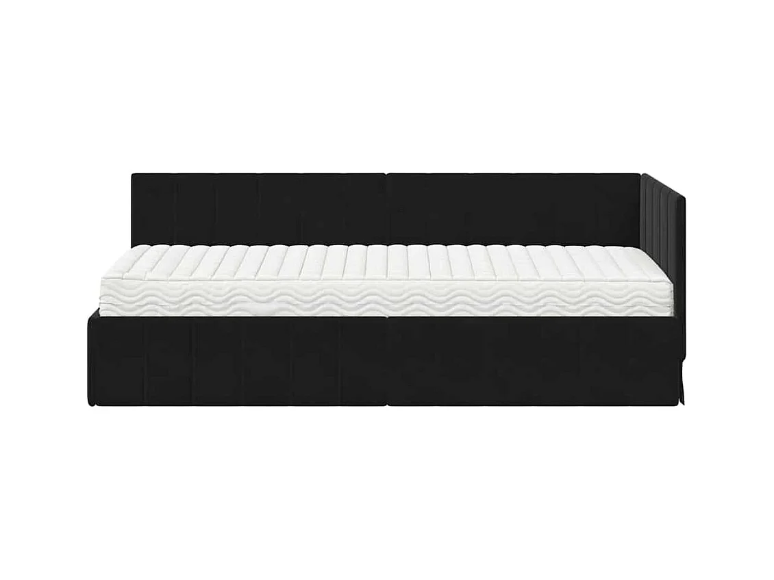 Hoekbedframe met matras Zwart 80 x 200 cm Fluweel