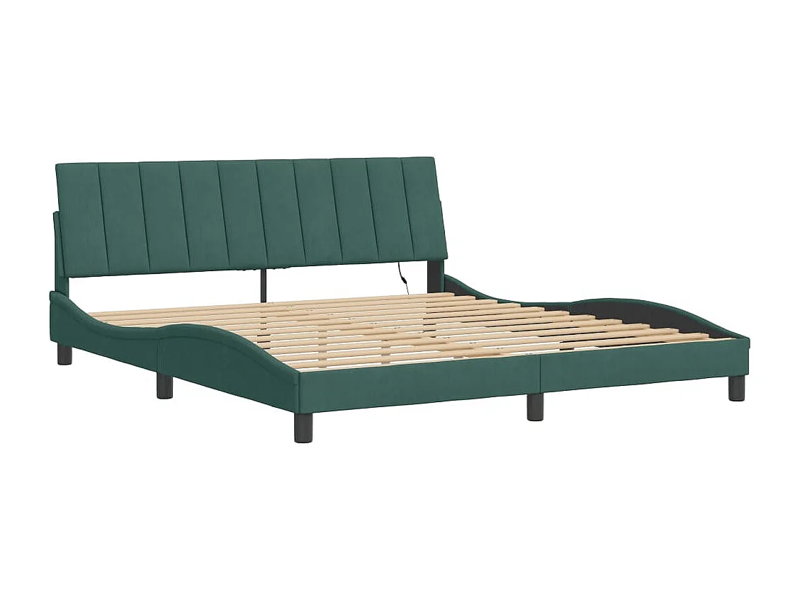 Estructura de cama con luces LED verde oscuro 180x200 cm terciopelo