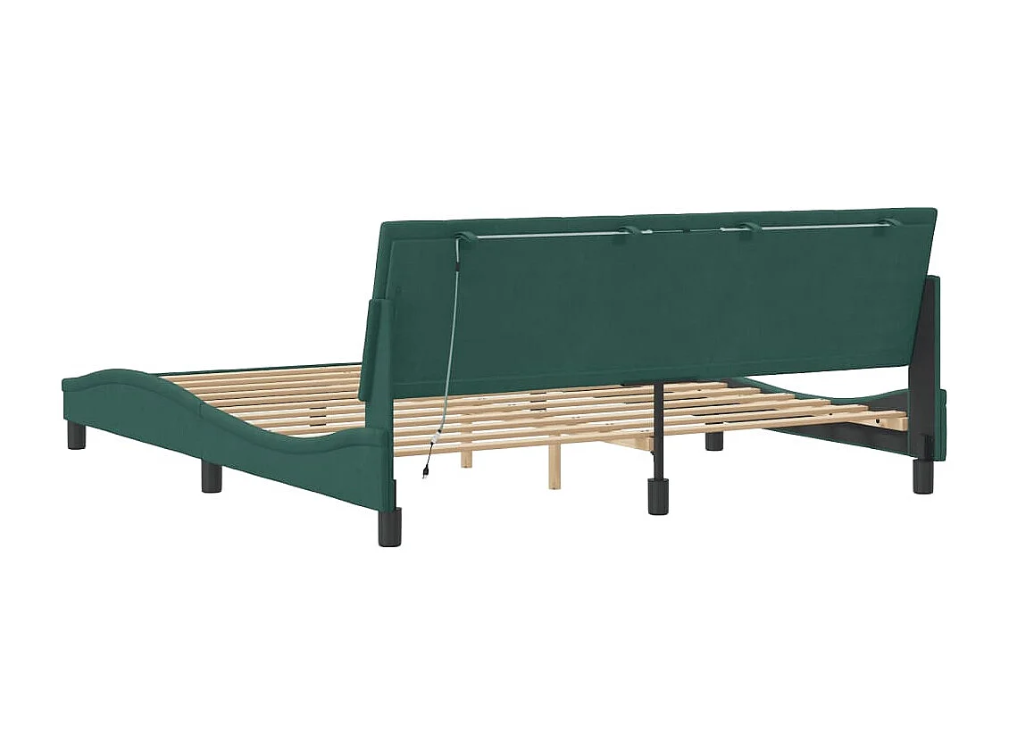 Estructura de cama con luces LED verde oscuro 180x200 cm terciopelo