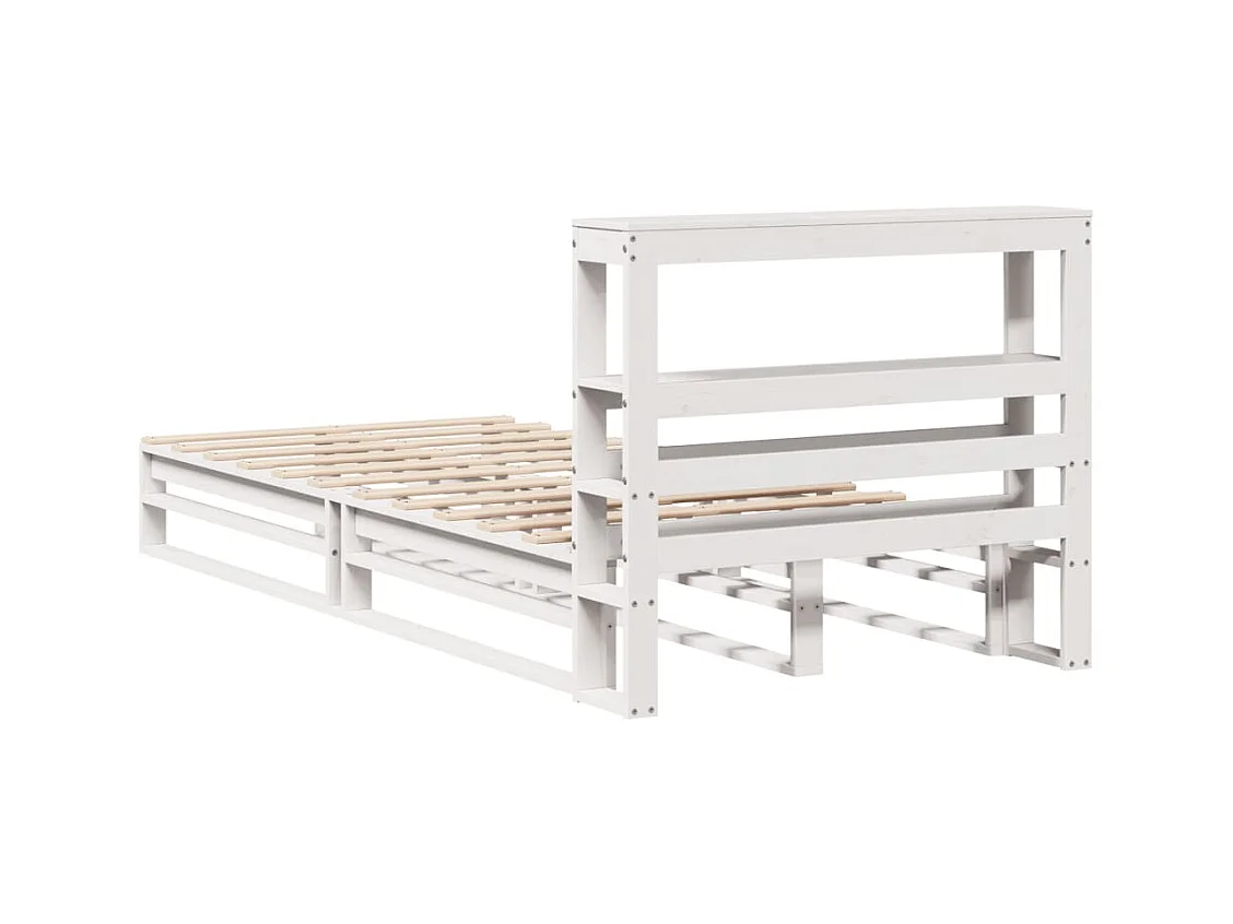 Estructura de cama sin colchón blanca 75x190 cm madera maciza de pino