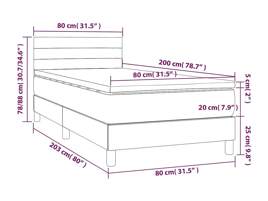 Rete a doghe con materasso Crema 80x200 cm Tessuto