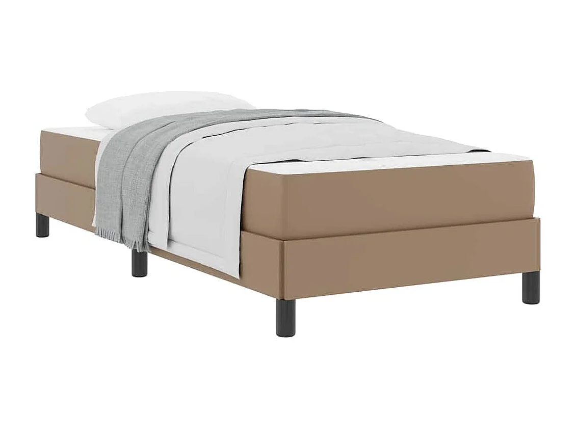 Bed met Cappuccino matras 100 x 200 cm Kunstleer