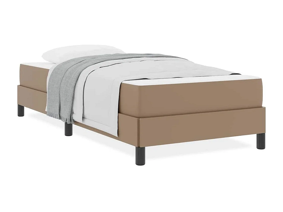 Bed met Cappuccino matras 100 x 200 cm Kunstleer