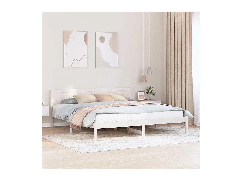 Cadre de lit Blanc 180 x 200 cm Bois de pin massif