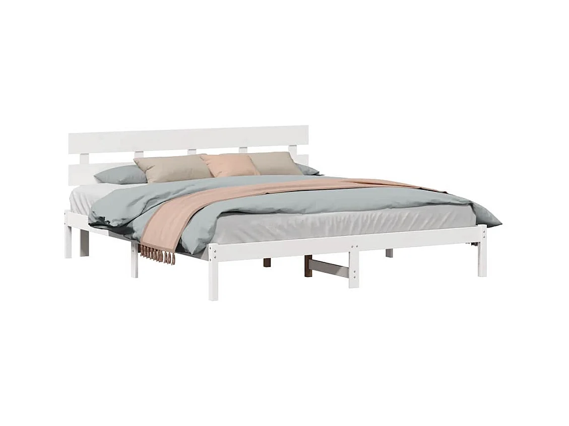 Cadre de lit Blanc 180 x 200 cm Bois de pin massif
