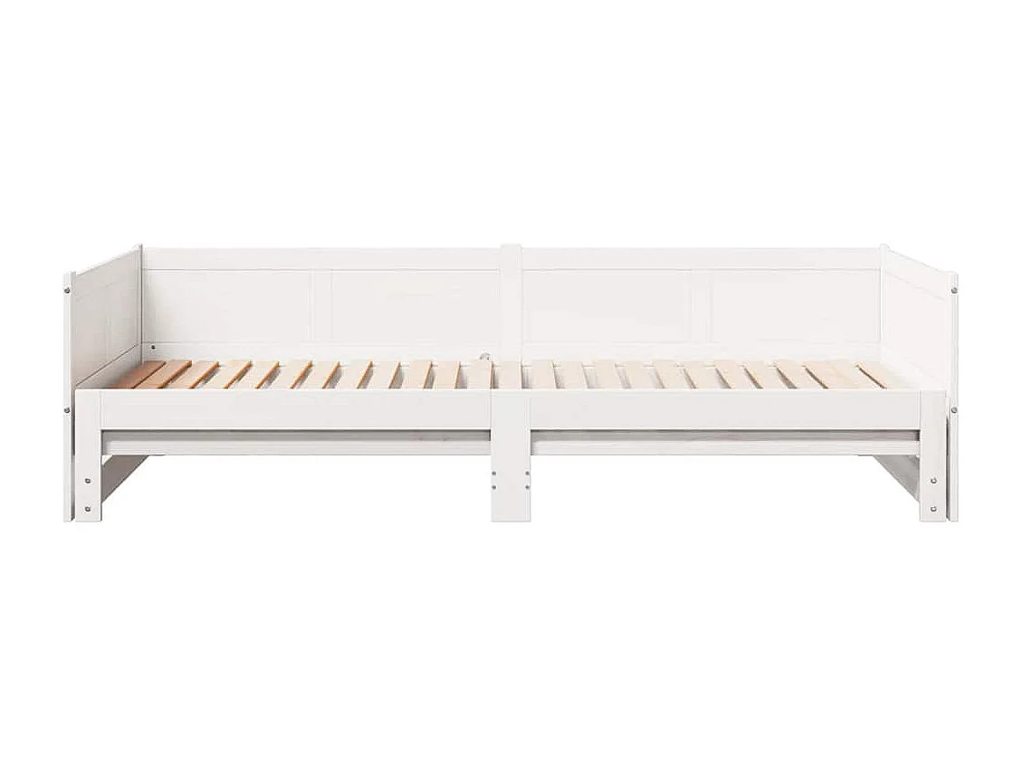 Witte uitschuifbare slaapbank 180 x 200 cm, massief grenenhout