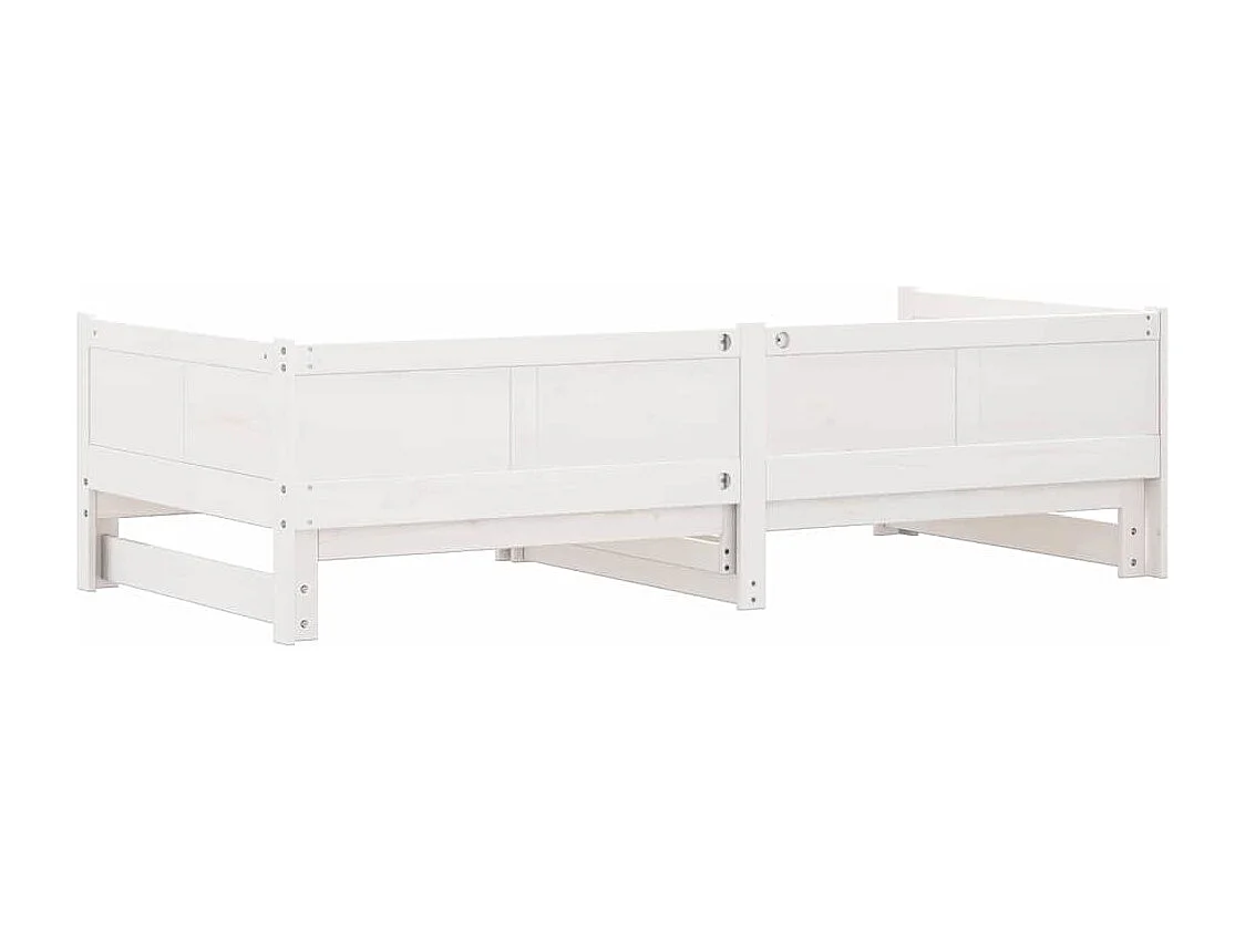 Divano letto estraibile bianco 180 x 200 cm in legno massello di pino