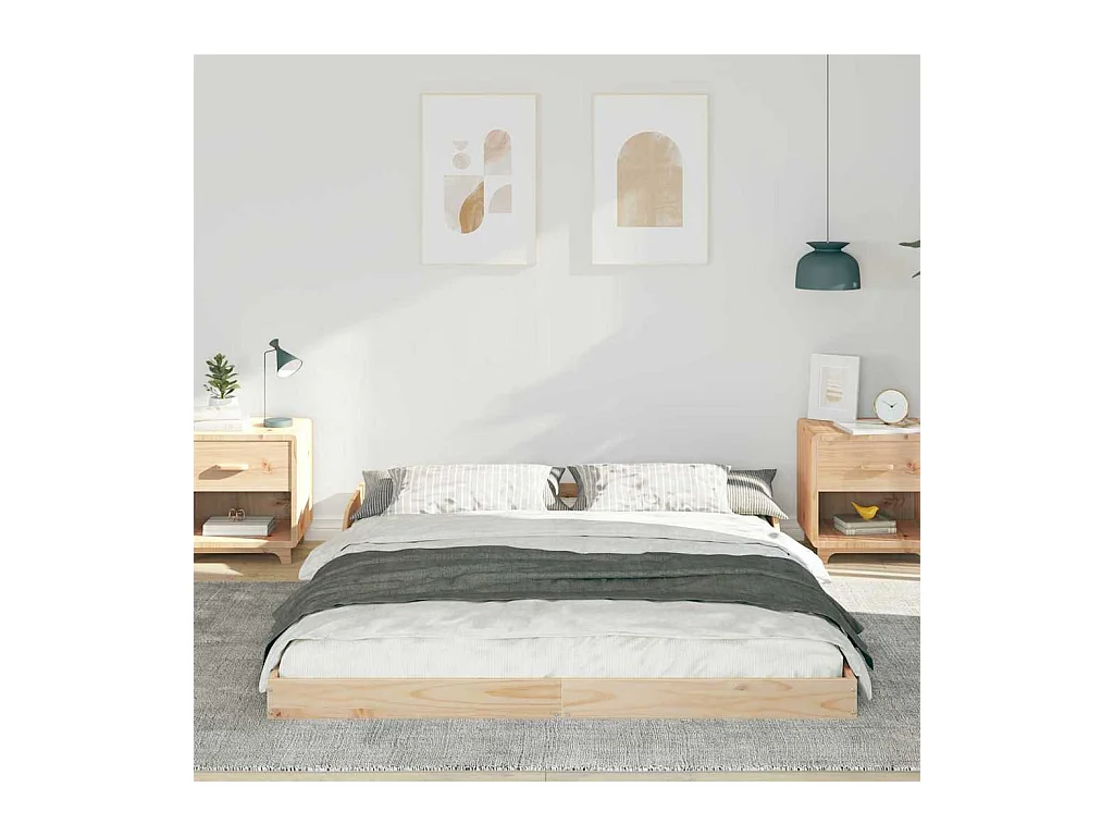 Struttura letto marrone 160 x 200 cm in legno massello di pino