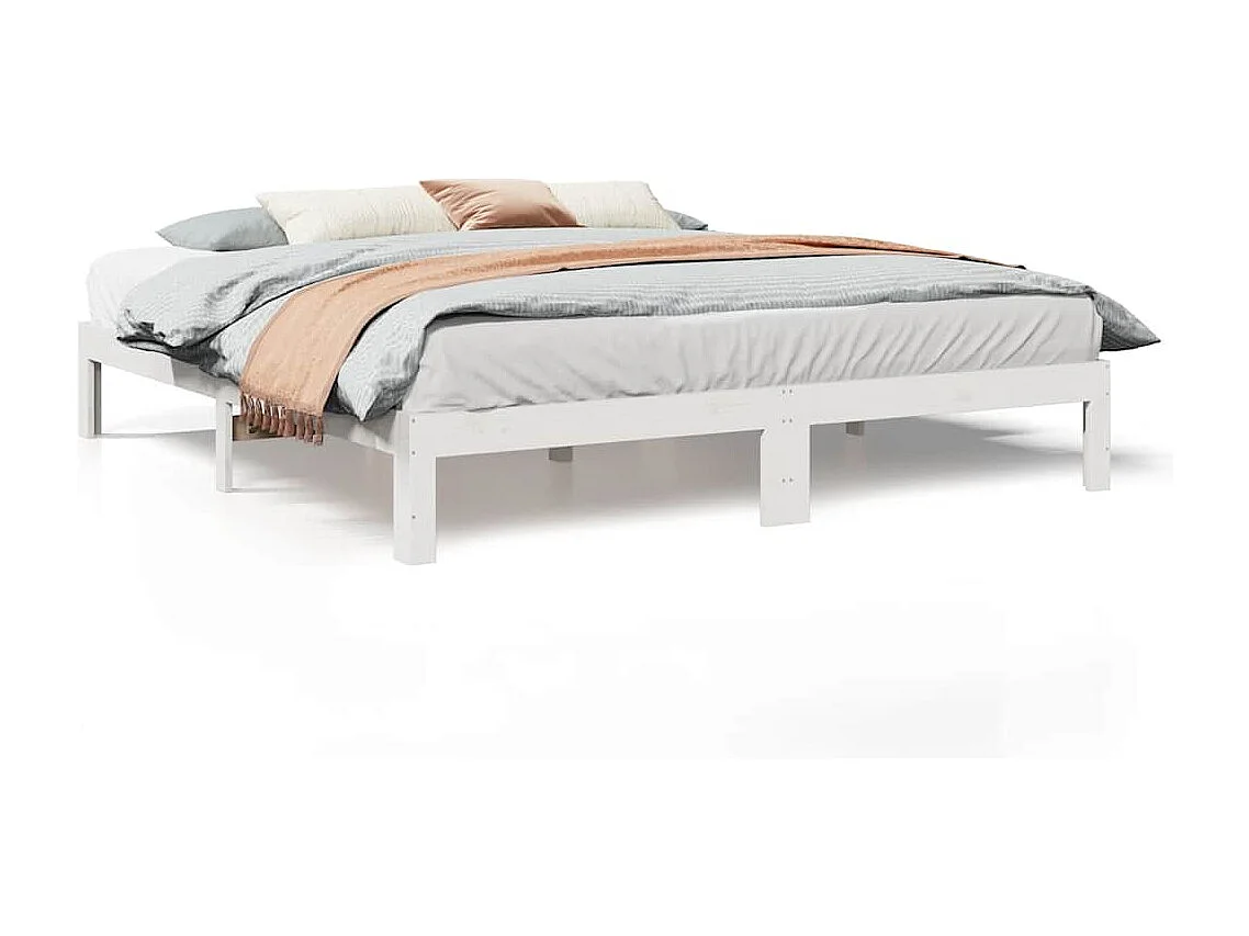 Cadre de lit sans matelas blanc 180x200 cm bois massif de pin