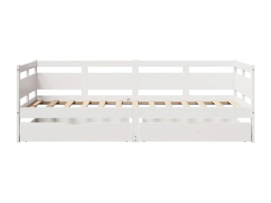 Divano letto e cassetti senza materasso bianco 80x200 cm in legno massello