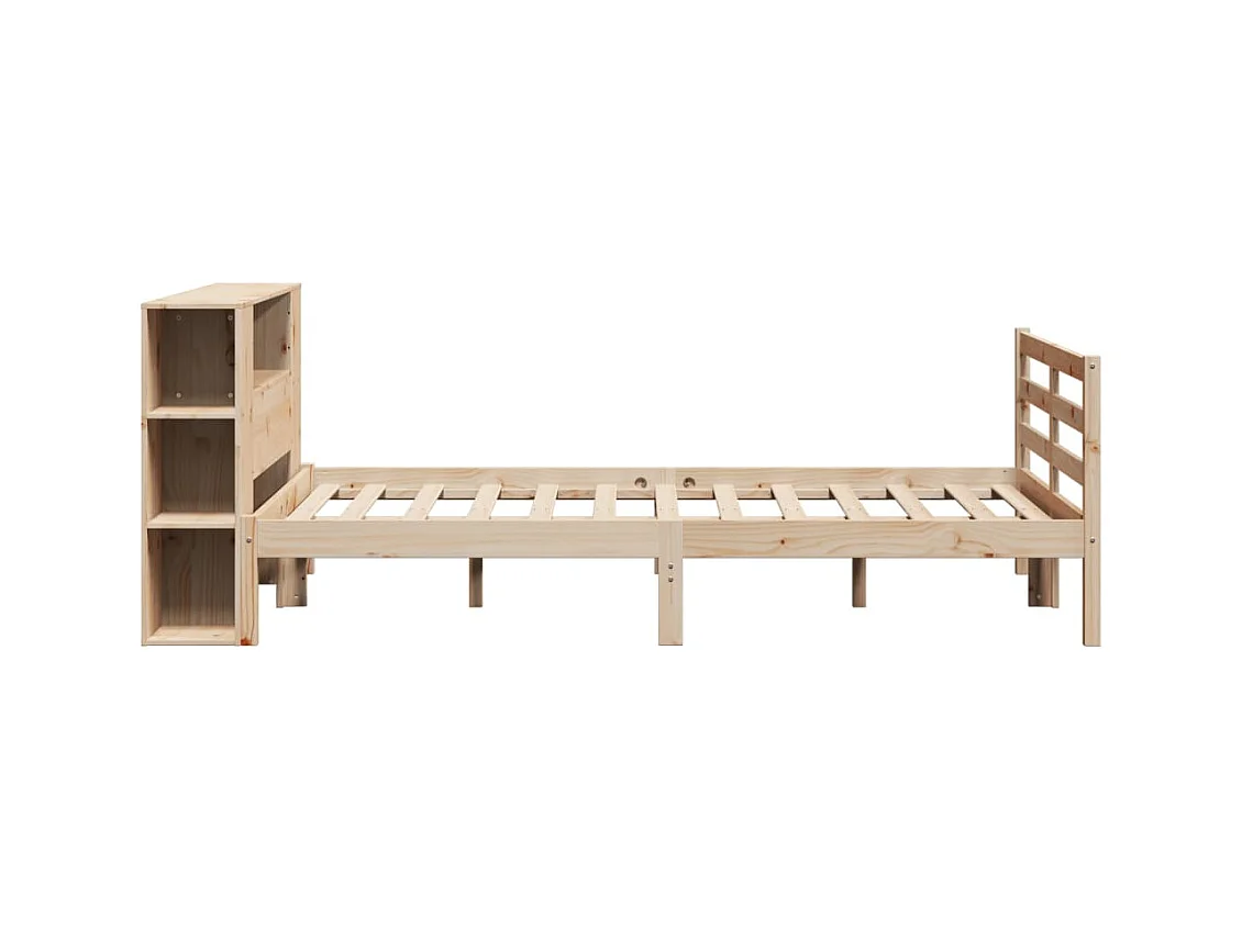 Cama librería sin colchón 135x190 cm madera maciza de pino