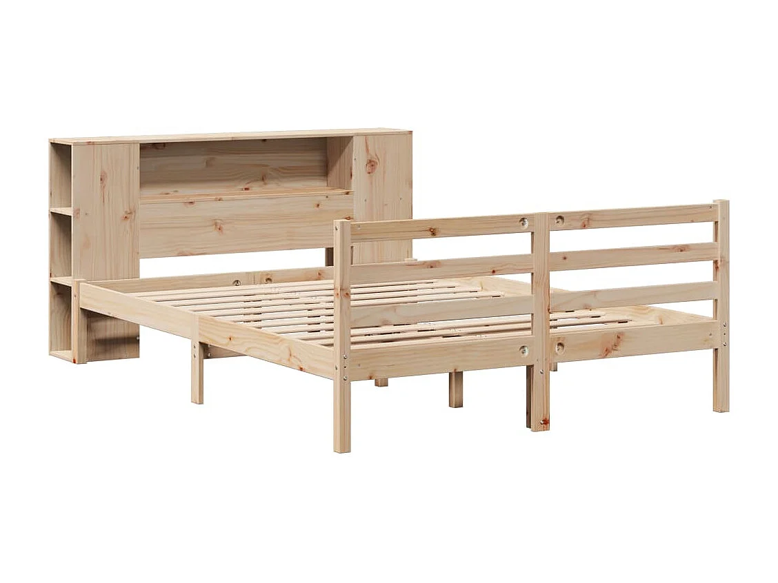 Lit bibliothèque sans matelas 135x190 cm bois de pin massif