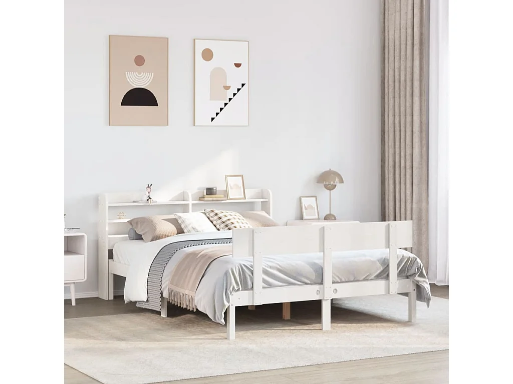 Struttura letto senza materasso bianco 140x200 cm in legno massello di pino
