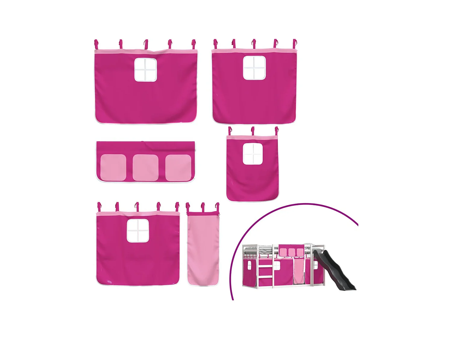 Litera sin colchón con tobogán y cortinas 80x200 cm