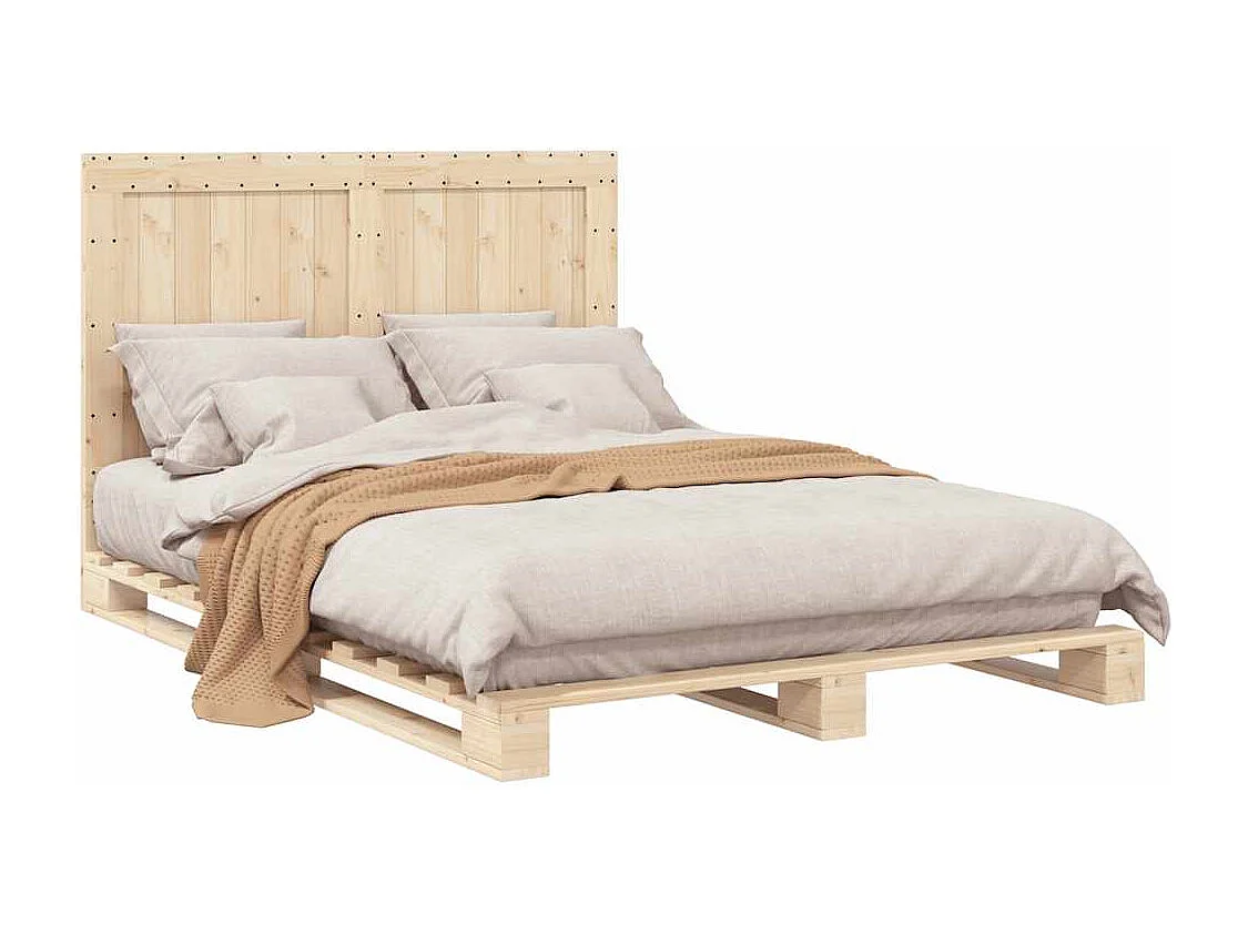 Estructura de cama sin colchón con cabecero de madera maciza