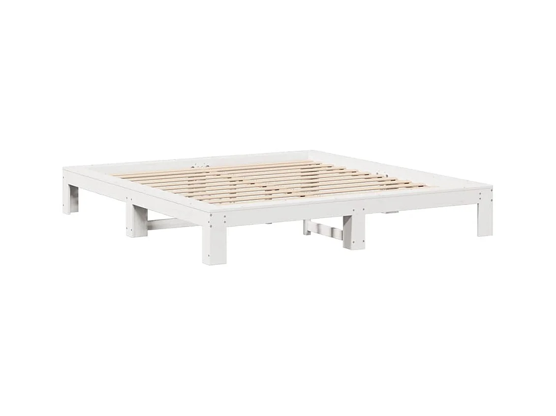 Estructura de cama sin colchón blanca 180x200 cm madera maciza de pino