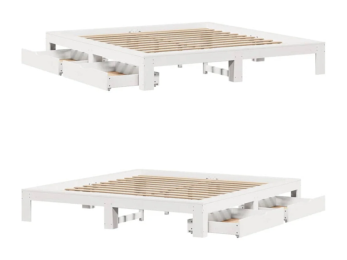 Struttura letto senza materasso bianco 180x200 cm in legno massello di pino