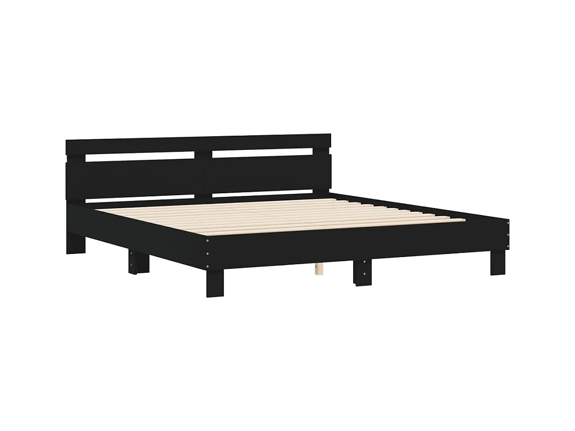 Bedframe met LED zonder matras zwart 160x200 cm