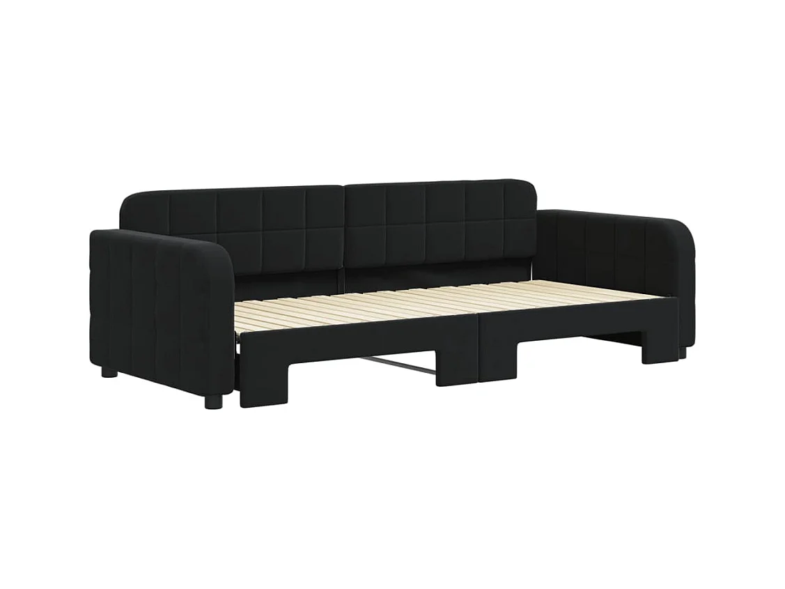 Dagbed met onderschuifbed zonder matras zwart 90x200 cm