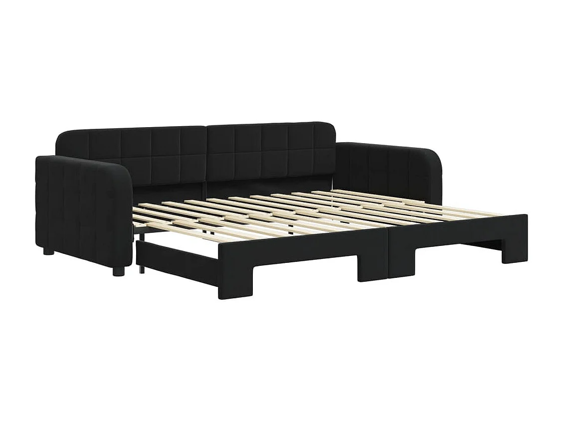 Lit de jour avec gigogne sans matelas noir 90x200 cm