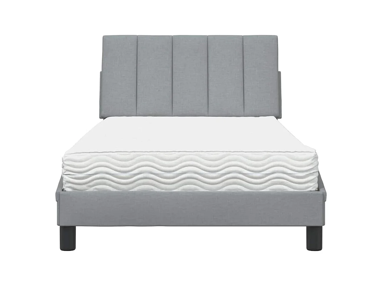 Letto con materasso grigio chiaro tessuto 100x200 cm