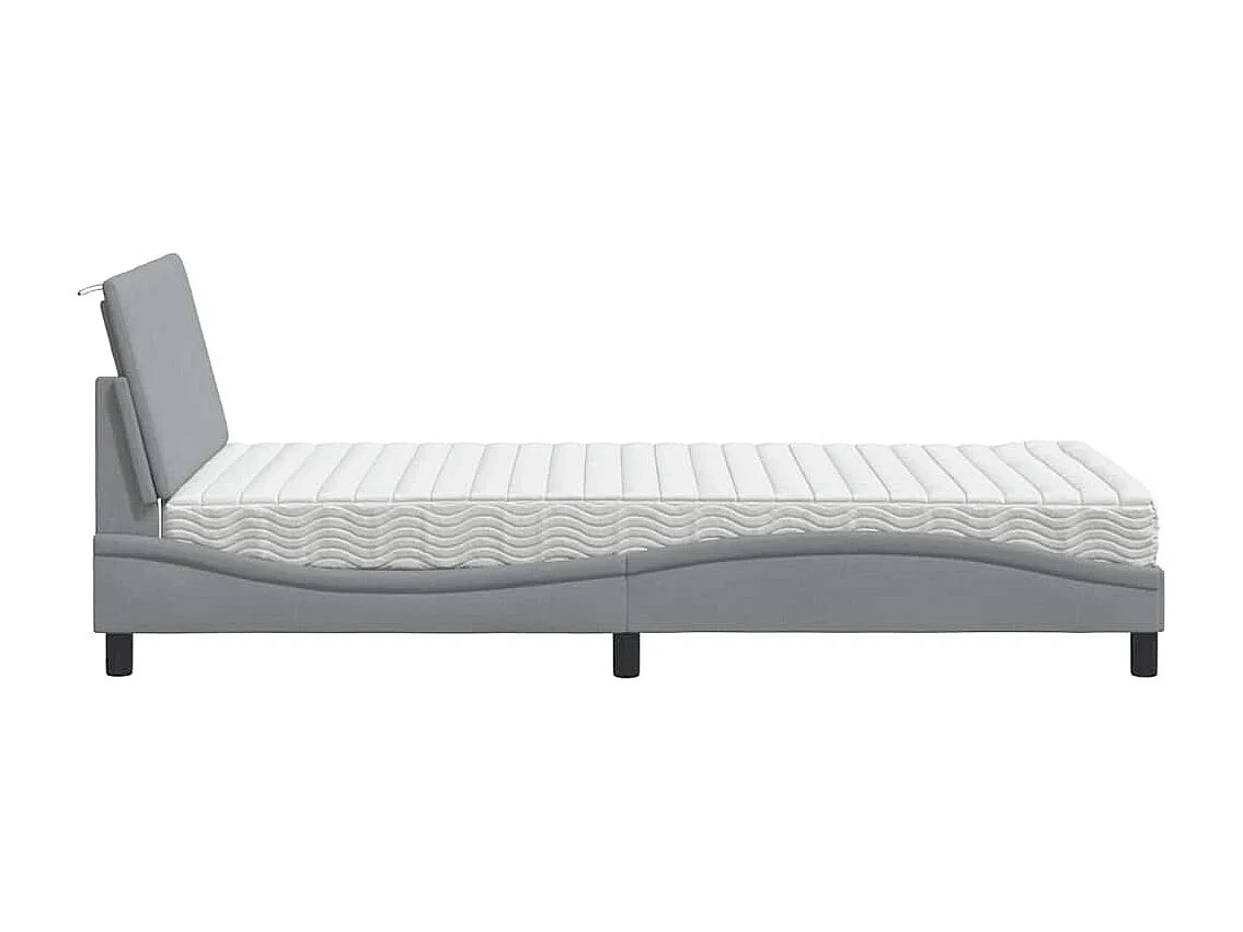 Letto con materasso grigio chiaro tessuto 100x200 cm