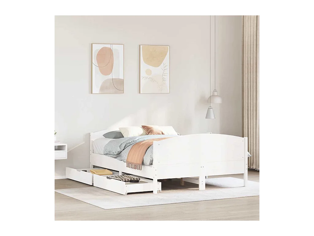 Bedframe zonder matras wit 140x190 cm massief grenenhout