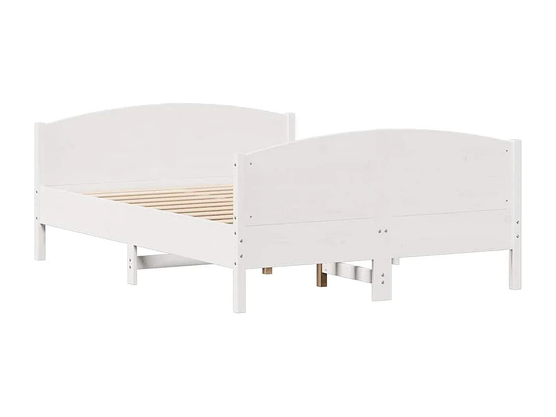 Struttura letto senza materasso bianco 140x190 cm in legno massello di pino