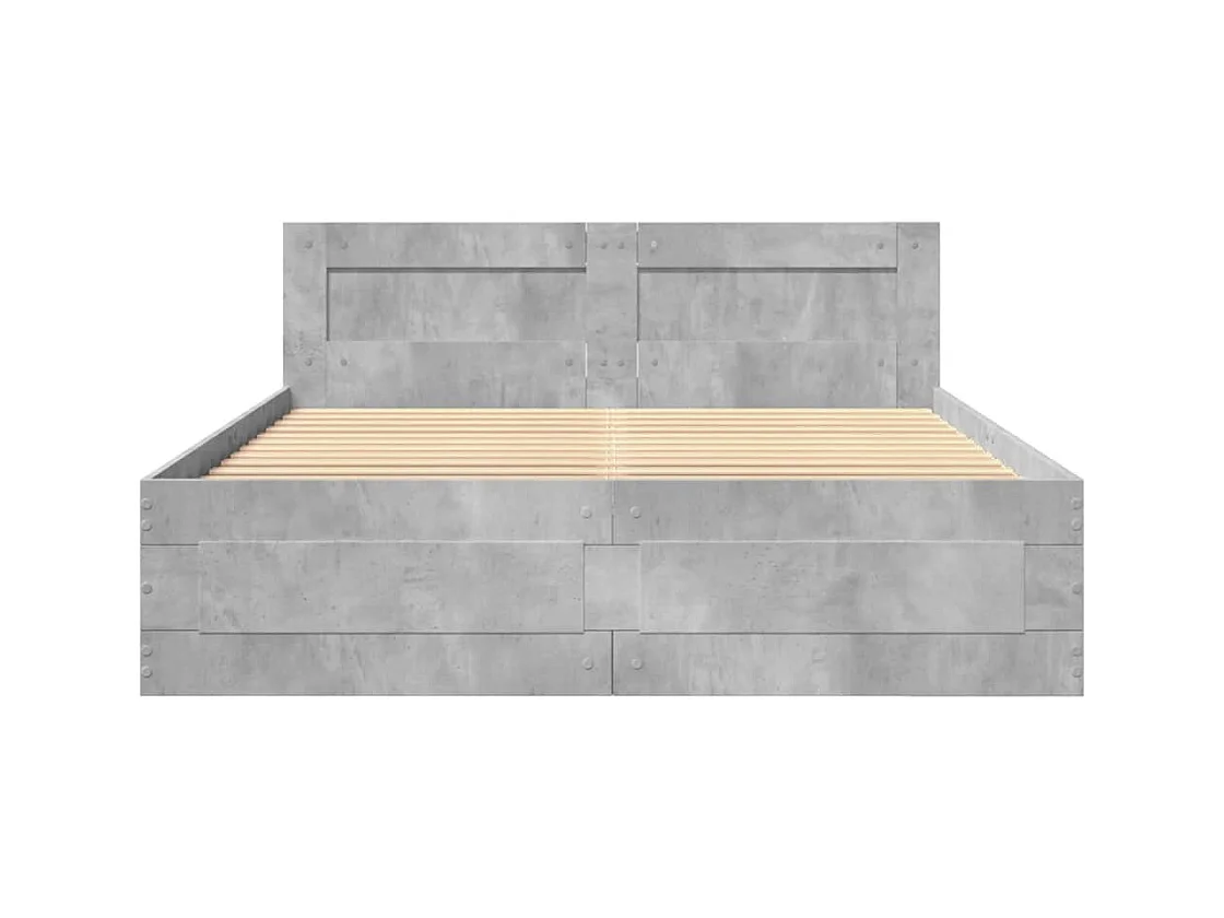 Estructura de cama y cabecero sin colchón gris hormigón 120x200 cm