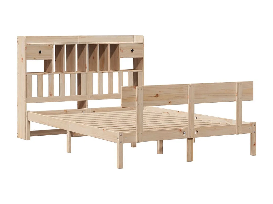 Lit bibliothèque sans matelas 160x200 cm bois massif de pin