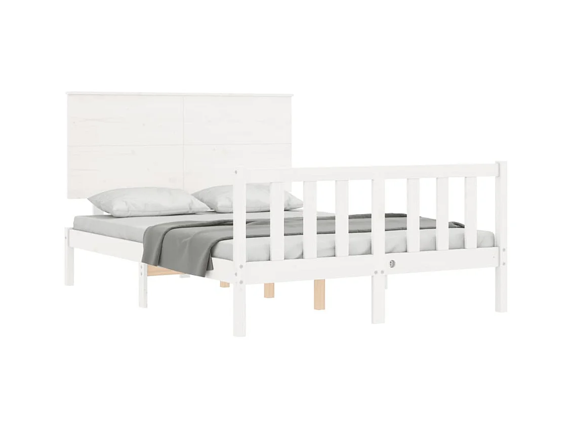 Cadre de lit sans matelas blanc 120x200 cm bois de pin massif
