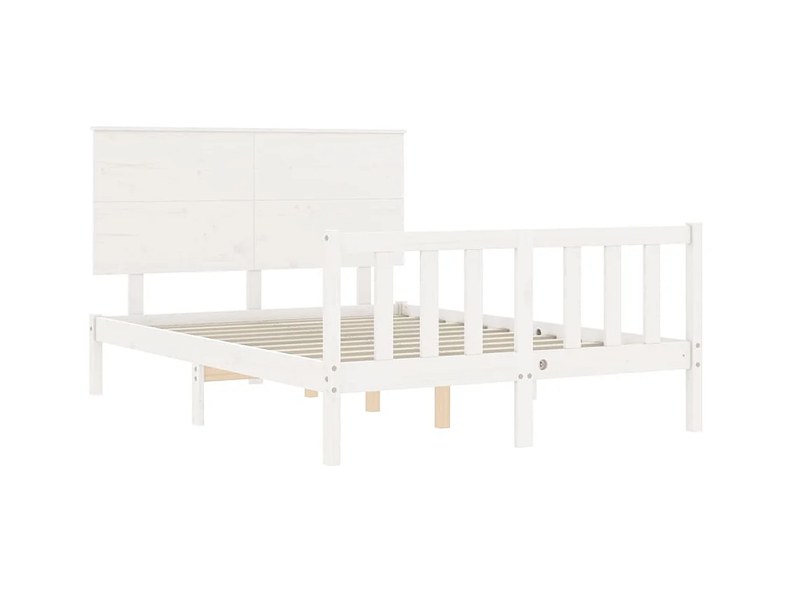 Cadre de lit sans matelas blanc 120x200 cm bois de pin massif