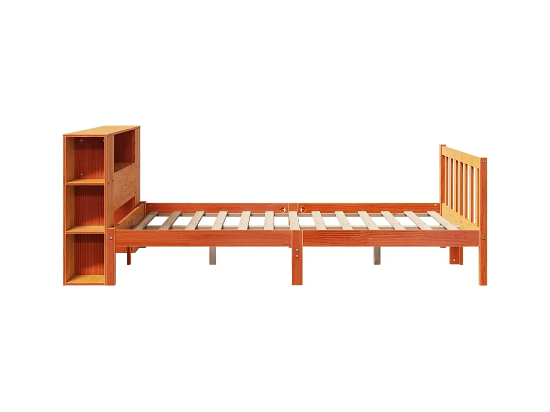 Cama biblioteca sin colchón marrón cera 140x190 cm pino macizo